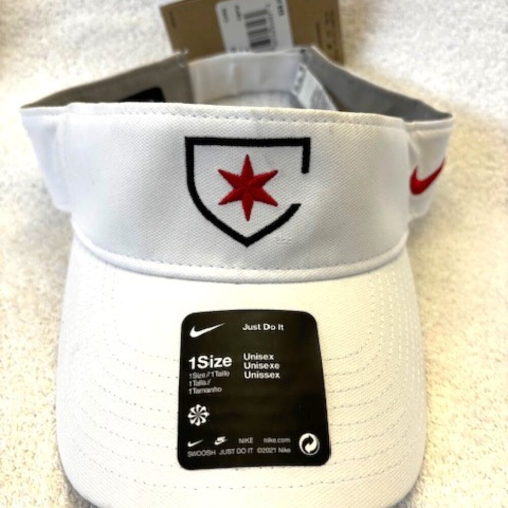 Nike DriFit Visor in white with red embroidered logo Unisex One Size